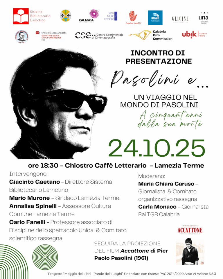 INCONTRO DI PRESENTAZIONE: Pasolini e… Un viaggio nel mondo di Pasolini – A cinquant’anni dalla sua morte