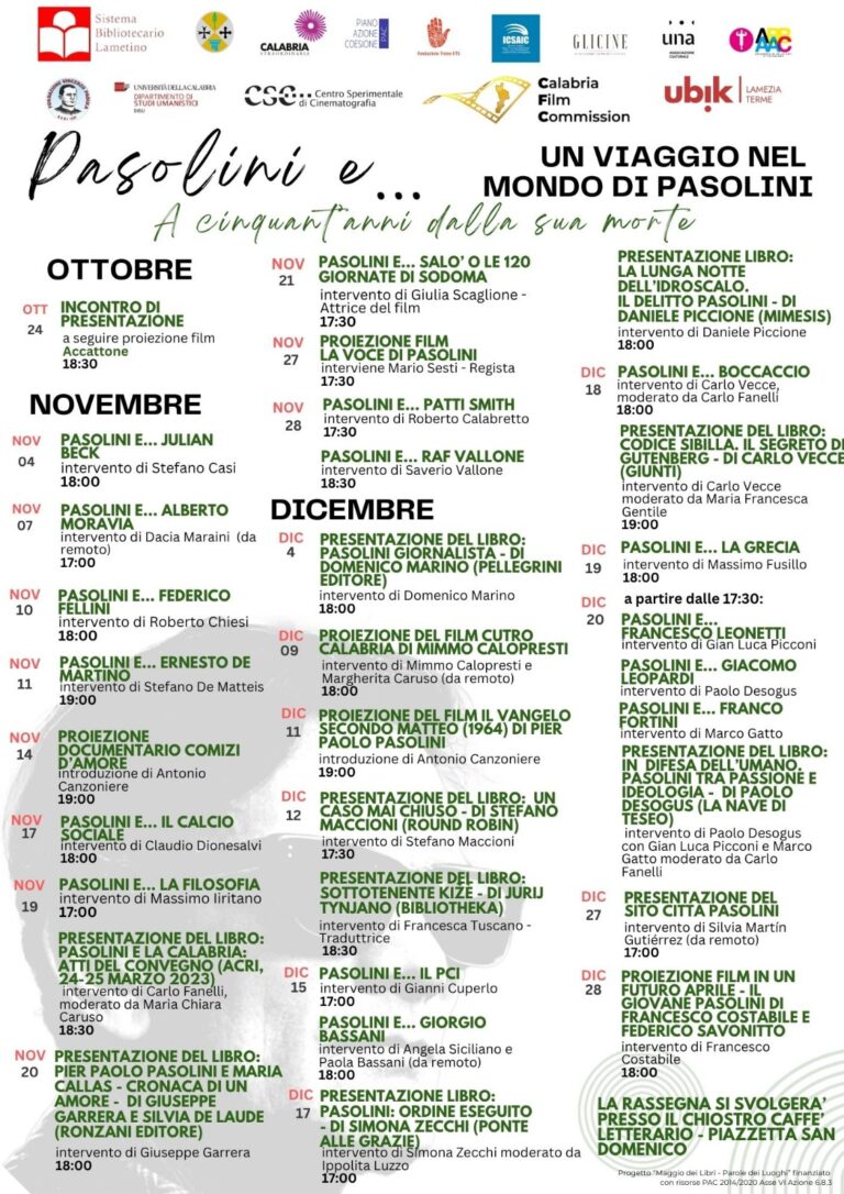 Calendario eventi Pasolini e…