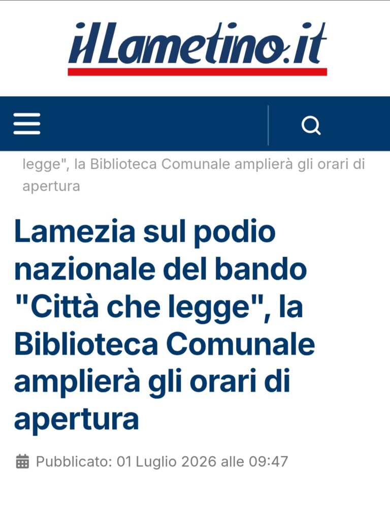 LAMEZIA TERME SUL PODIO “CITTÀ CHE LEGGE”