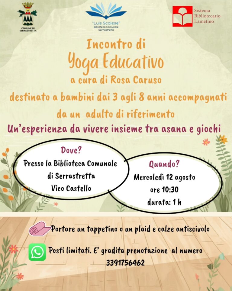 Incontro di yoga educativo per bambini a Serrastretta