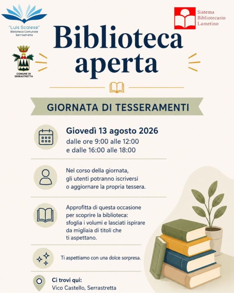 Giornata tesseramenti presso Biblioteca comunale Serrastretta