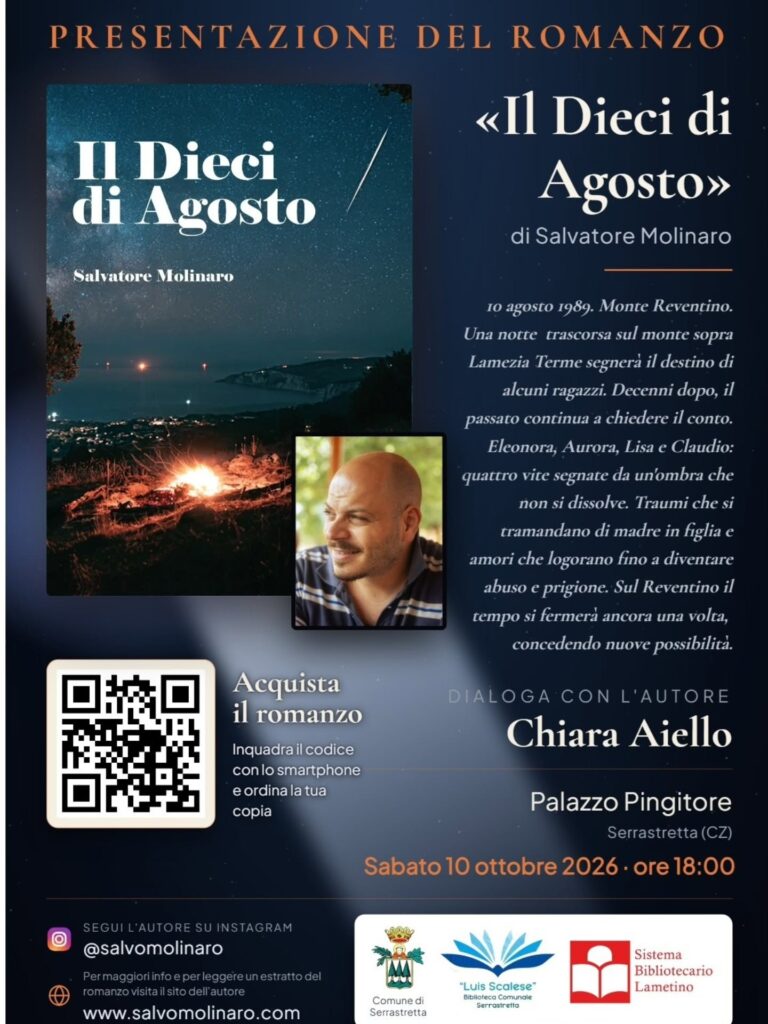 Serrastretta – Presentazione libro – Il dieci di Agosto di Salvatore Molinaro
