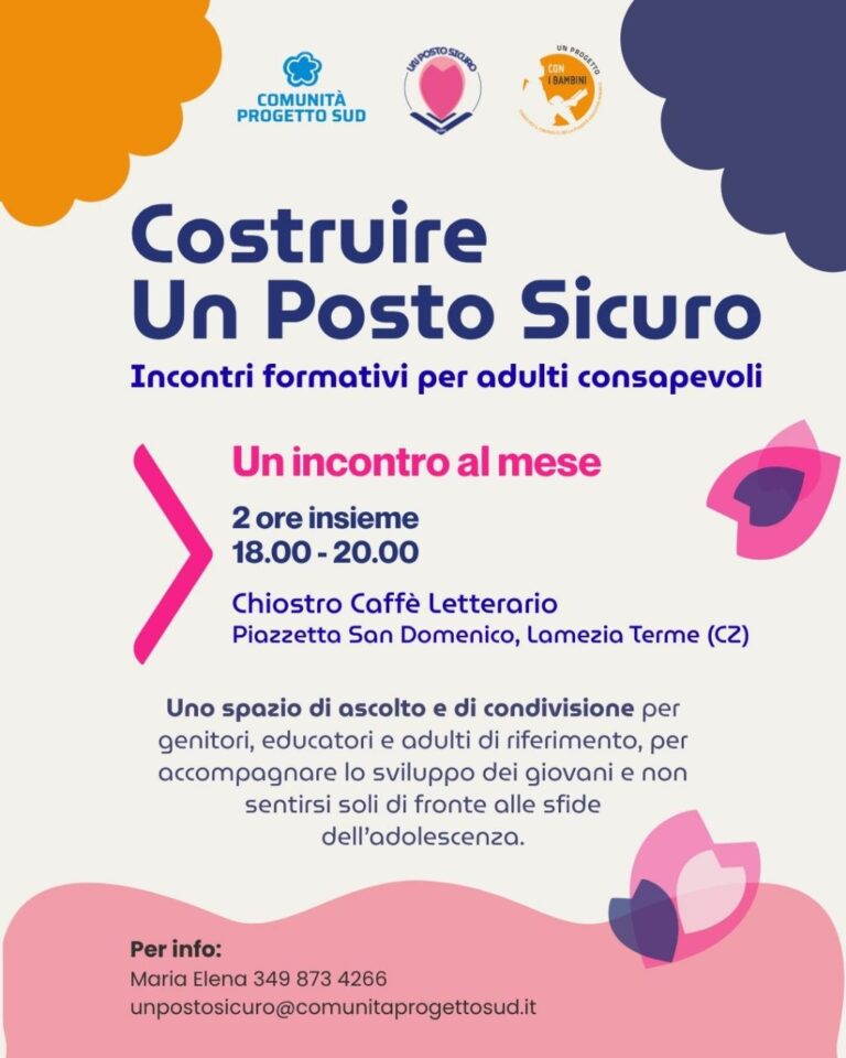 Costruire un posto sicuro – Incontri formativi per adulti consapevoli